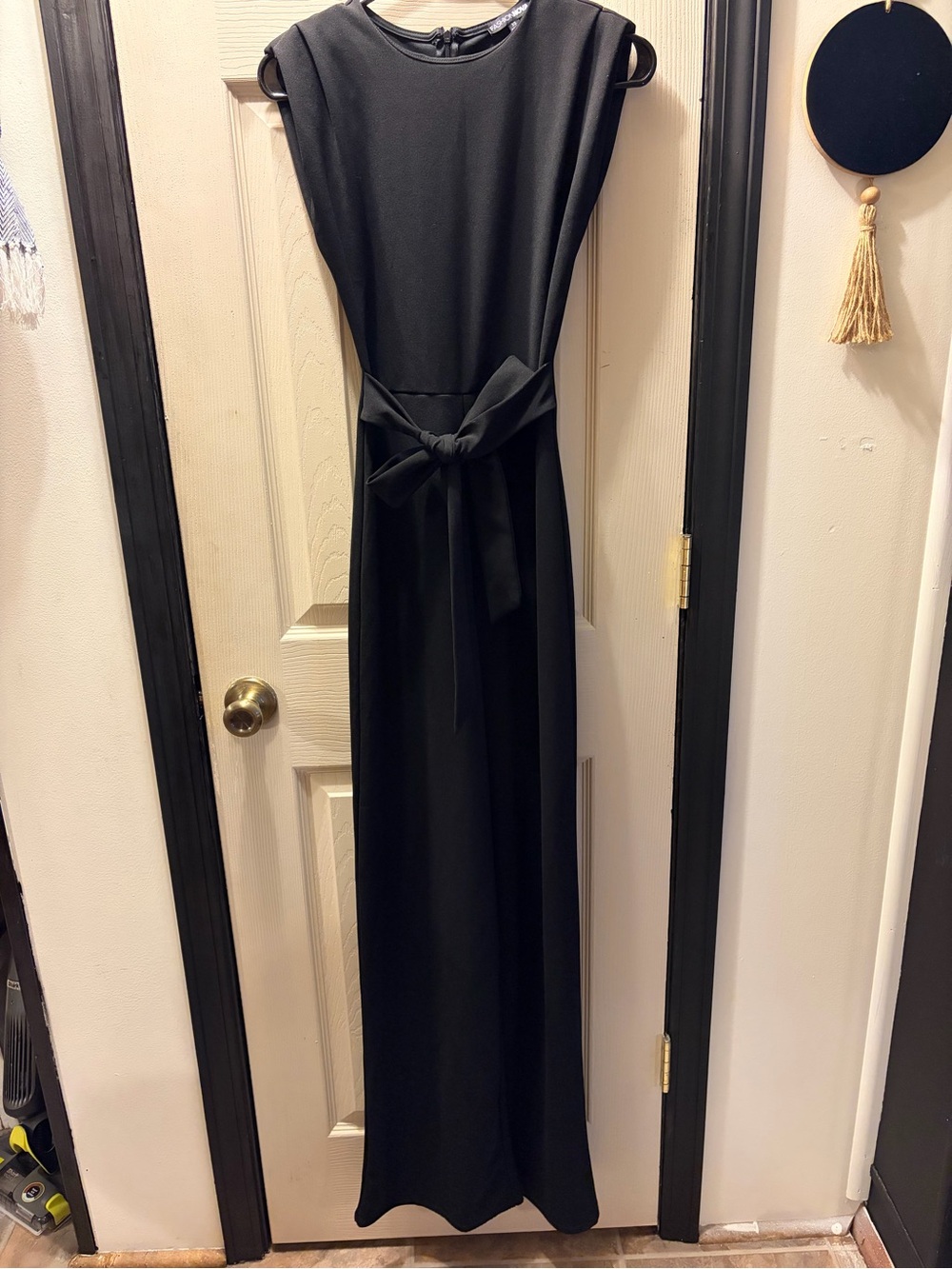 NWT Fashion Nova Black Sleeveless Maxi Dress with Waist Tie XS